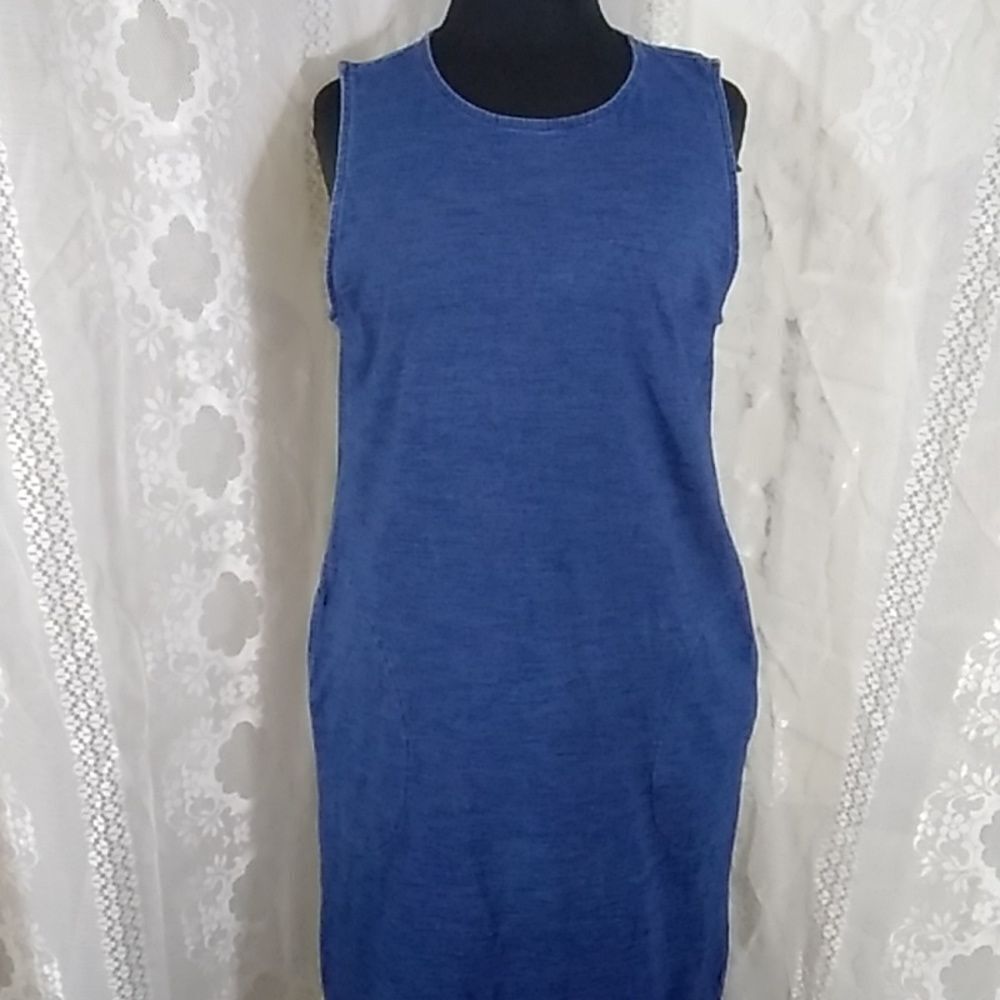 Pure Jill Indigo 100% Cotton Den Women's Dress Size S - Picture 2 of 14
